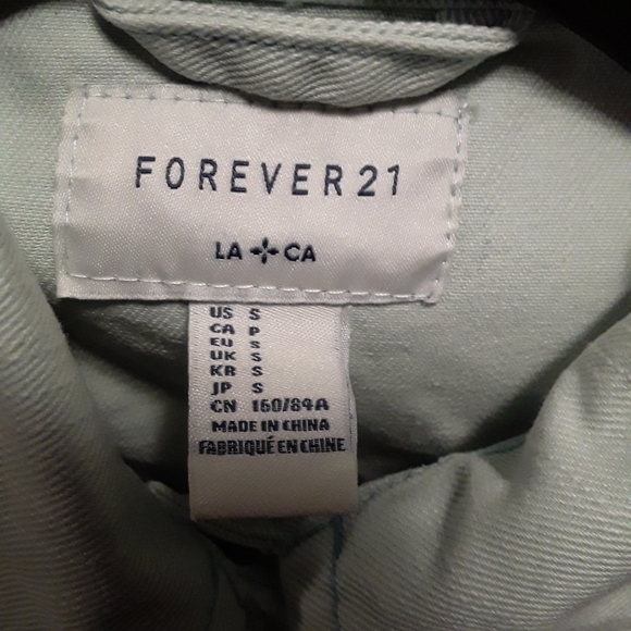 Forever 21 Girls Age 12-13 (152-158cm) Light Blue-Green Denim Type Jean Jacket - Picture 11 of 16